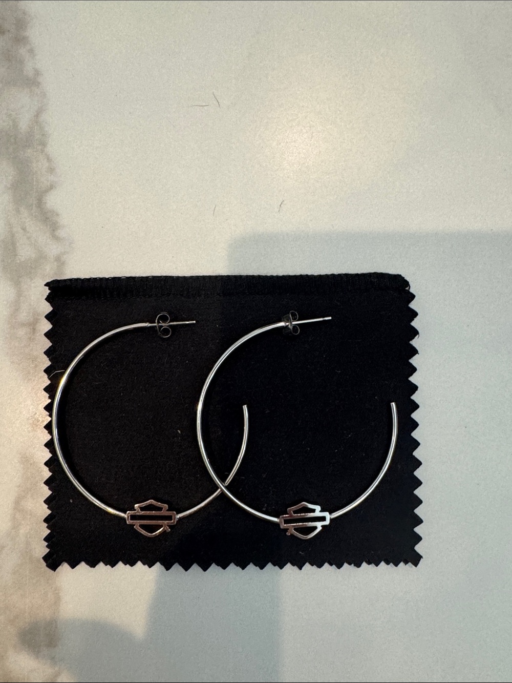 Harley-Davidson Silver Hoop Earrings with B&S - Women's Jewelry